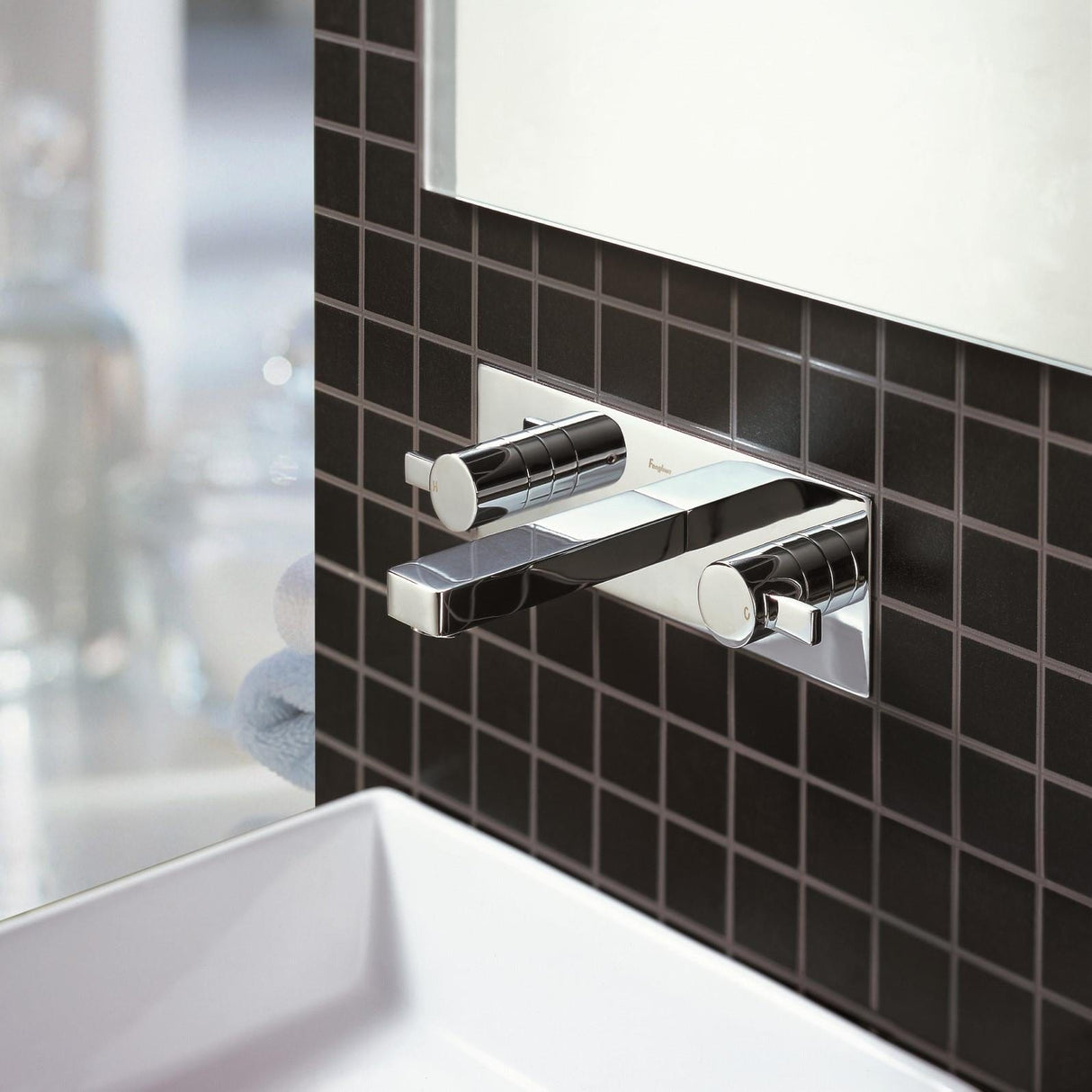 Flova Wall Mounted Basin Tap Flova Str8 3 Hole Wall Mounted Basin Mixer Tap with Clicker Waste in Diamond Chrome