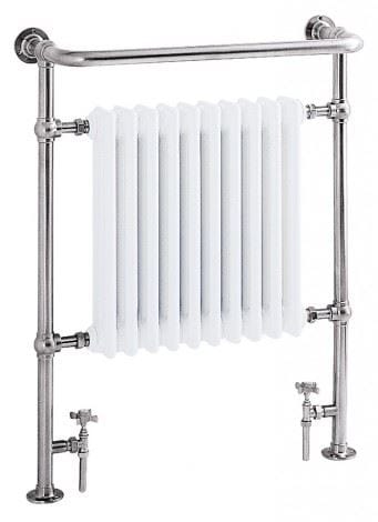 Heritage Insert Radiator Heritage Clifton Floor Mounted Traditional Radiator  - 940 x 734mm - Chrome/White