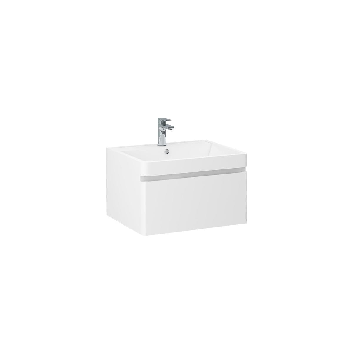 Imex Wall Mounted Vanity Unit Imex Ivo Wall Mounted 600mm Single Drawer Vanity Unit with Basin in White Gloss