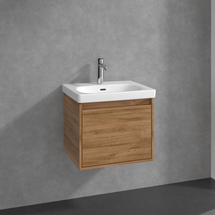 Villeroy & Boch Wall Mounted Vanity Unit Oak Kansas Villeroy & Boch Skyla Wall Mounted 500mm One Drawer Vanity Unit with Basin