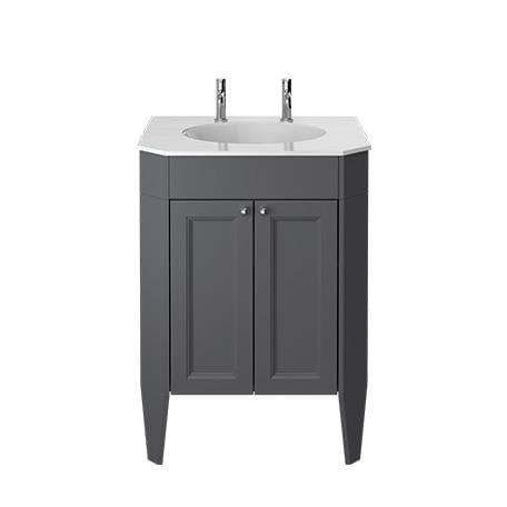 Heritage Floor Standing Vanity Unit Graphite Heritage Caversham 600mm Floor Standing Granley Vanity Unit with Worktop and Undercounter Basin