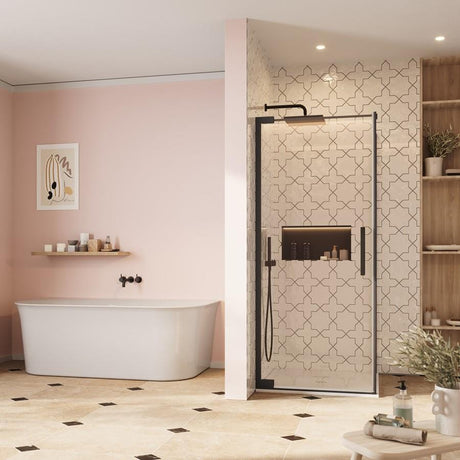 Crosswater Hinged Shower Door Matt Black / 2000 x 800 Crosswater Asura 8mm Hinged Shower Door Side Panel