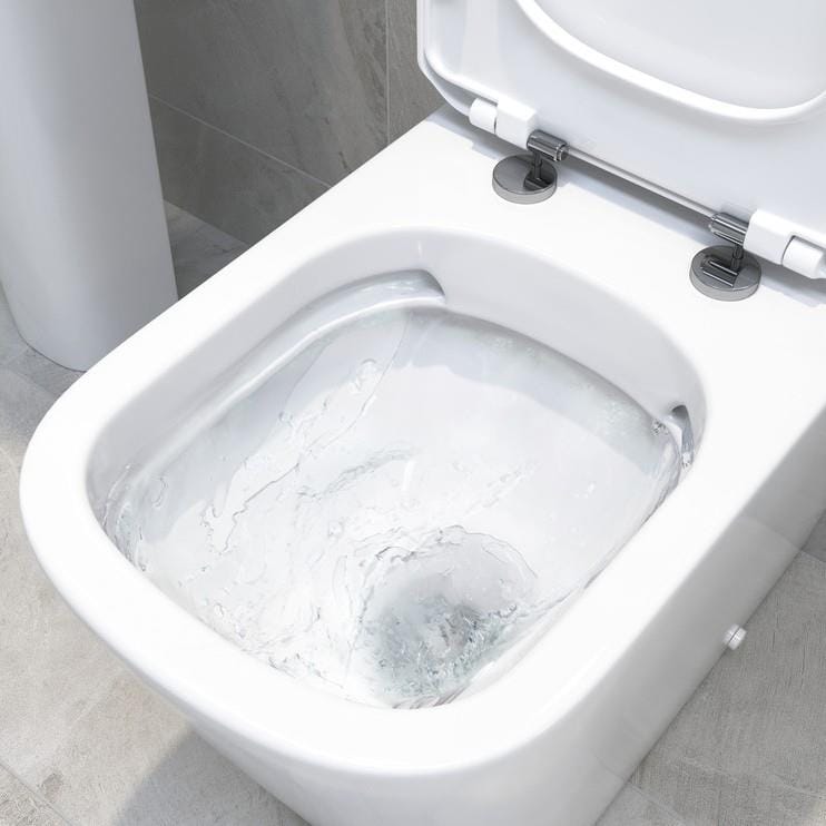 Aquarius Bathrooms Close Coupled Toilet Aquarius Laura Rimless Close Coupled Open Back Comfort Height Toilet with Soft Close Seat