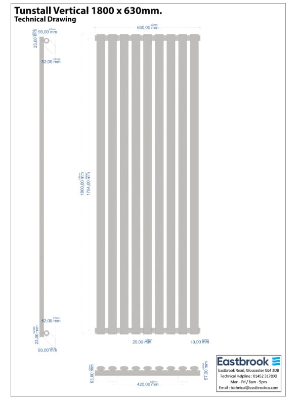 Eastbrook Designer Towel Radiator Eastbrook Tunstall Straight Vertical Designer Radiator in Matt Anthracite