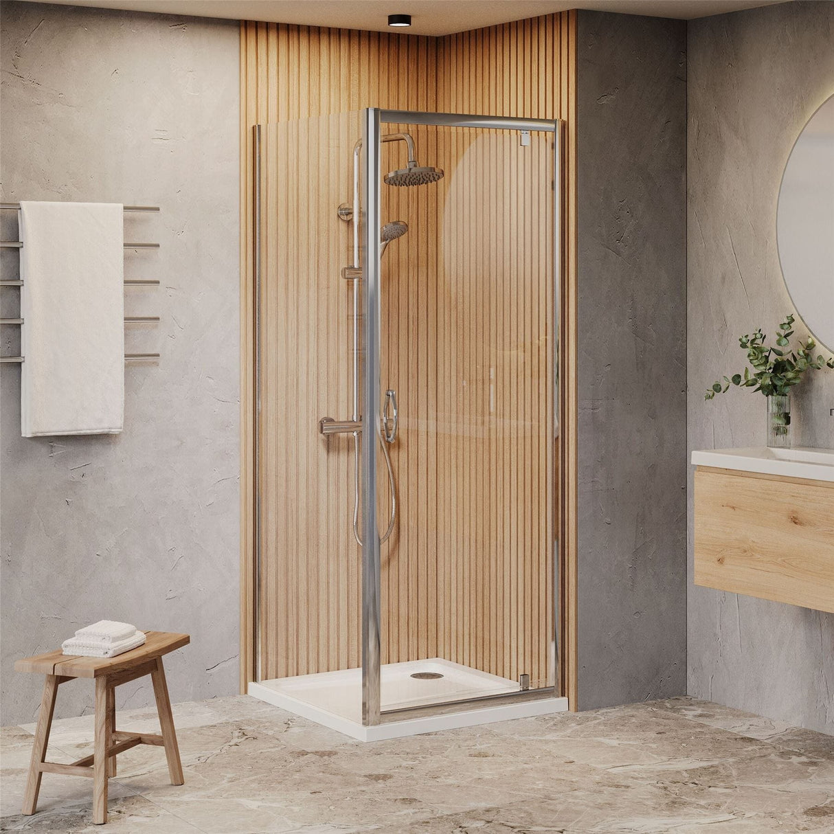 Aquarius Bathrooms Pivot Shower Door Chrome / 760mm Aquarius Urbano 6mm Pivot Shower Door