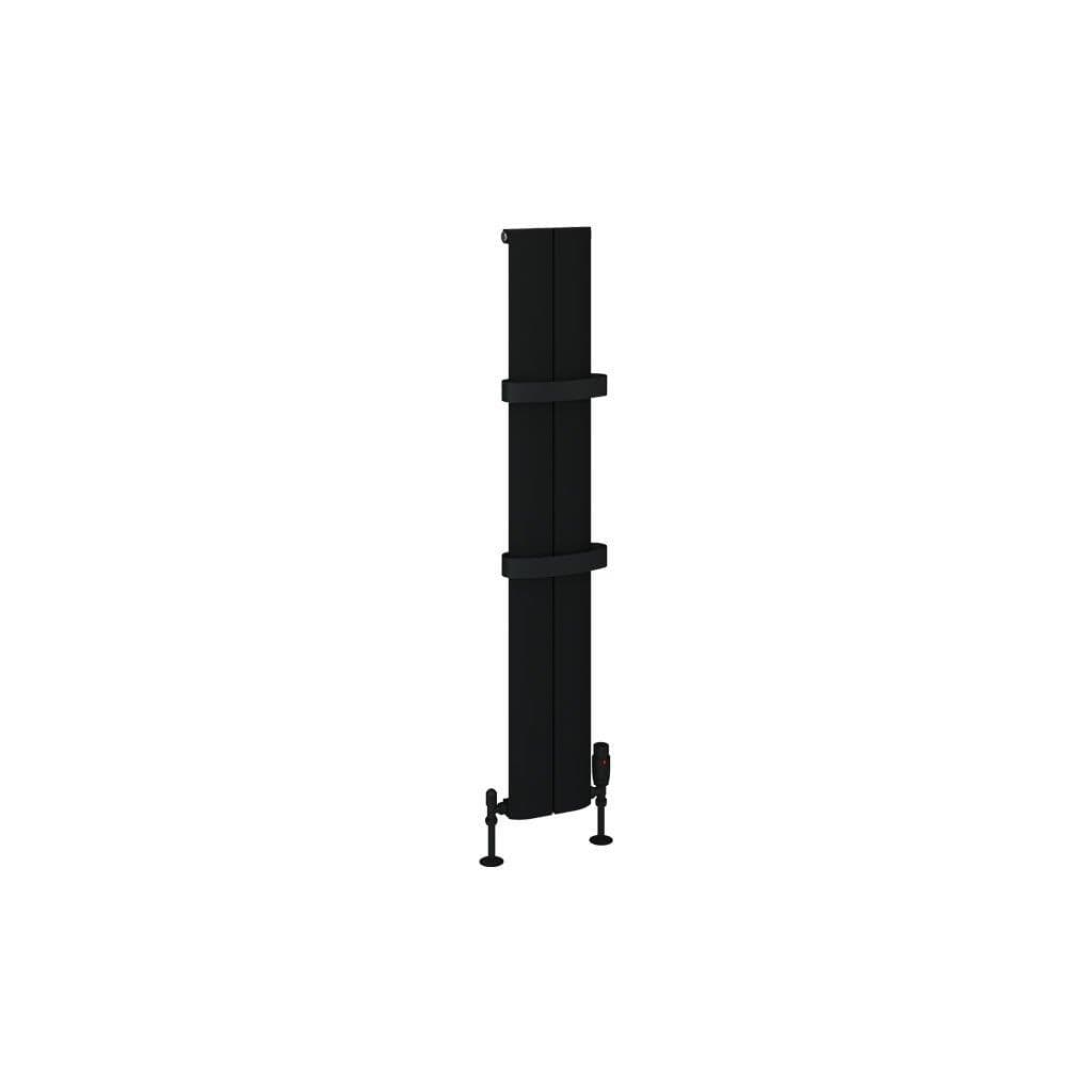 Eastbrook Panel Radiator Eastbrook Berlini Straight Vertical Aluminium Radiator in Matt Black