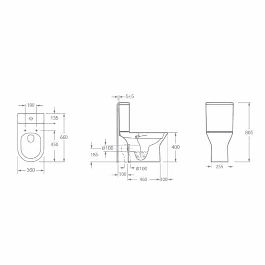 Imex Close Coupled Toilet Imex Blade Rimless Open Back Close Coupled Toilet with Soft Close Seat in White