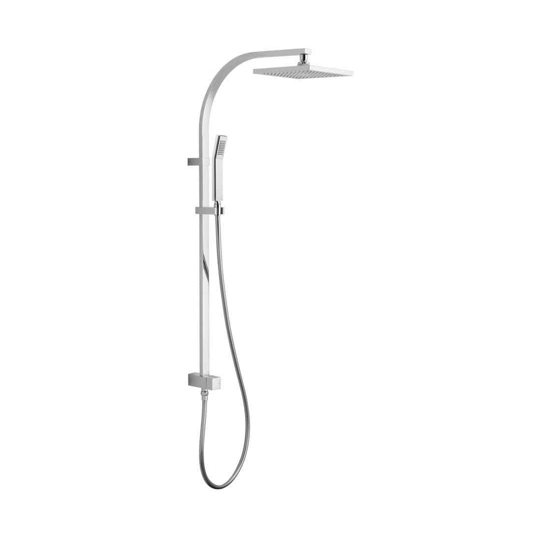 VADO Shower Riser Rail Vado Exposed Square Rigid Riser Kit Round with Diverter and integral Outlet in a High Shine Polished Chrome