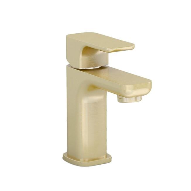 Imex Mono Basin Tap Brushed Brass Imex Blade Small Basin Mixer Tap with Universal Clicker Waste