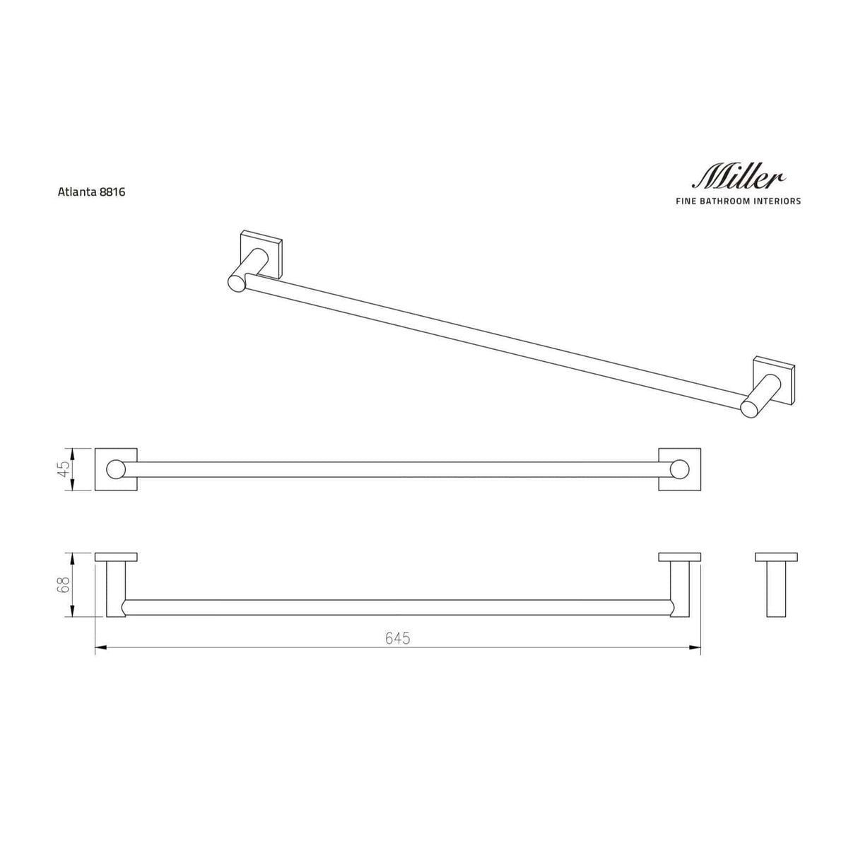 Miller Towel Rails and Rings Miller Atlanta Towel Rail