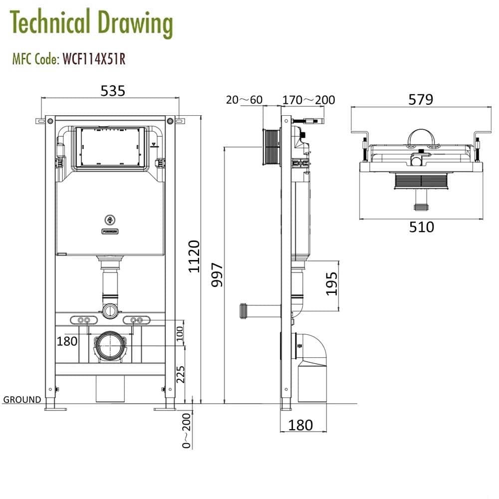 Crosswater Wall Hung WC Frame Crosswater 1.12m Dual Flush WC Support Frame Set with Flush Plate
