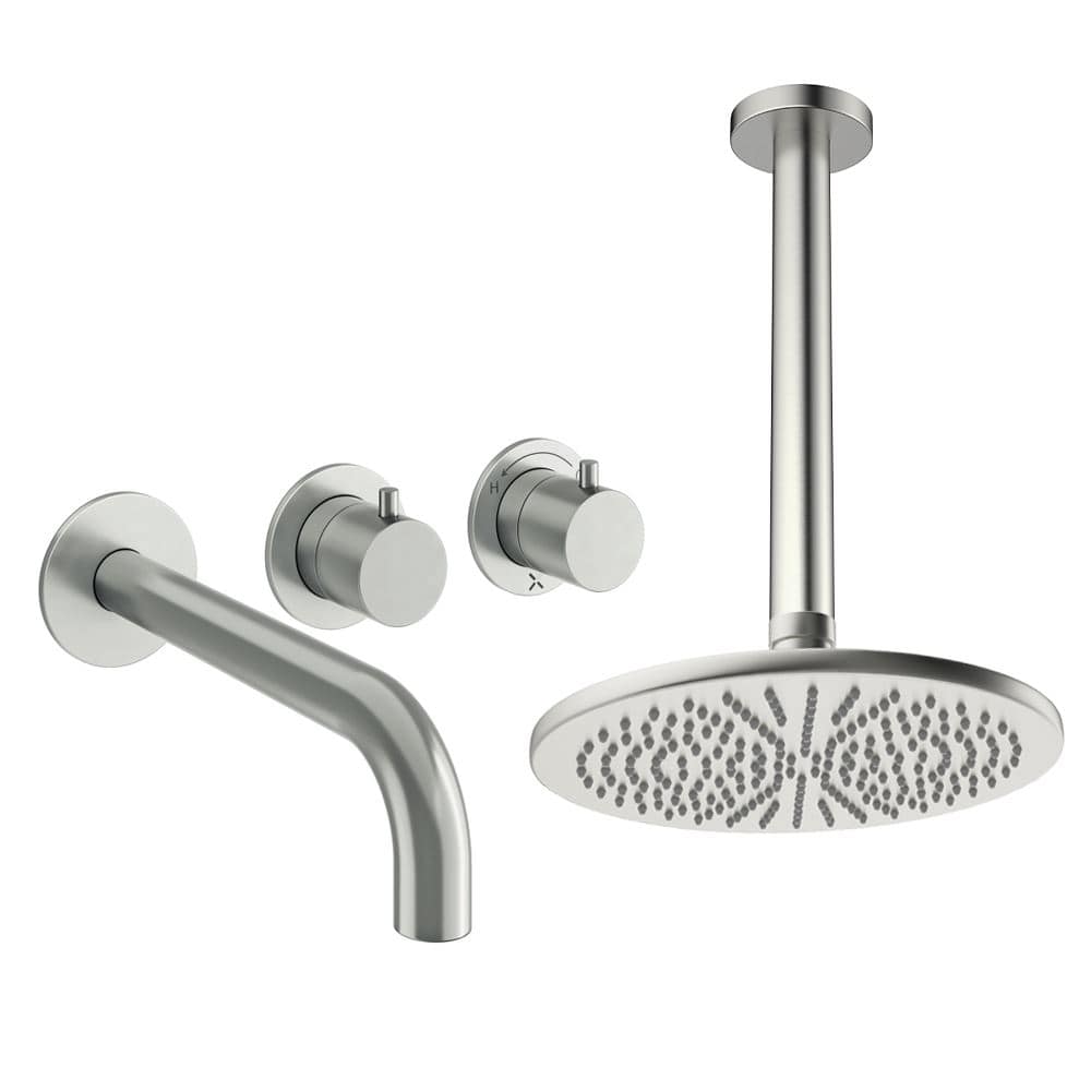 UK Bathroom Store Concealed Shower Set Crosswater Module Shower Set 3 with Fixed Overhead Shower and Bath Spout