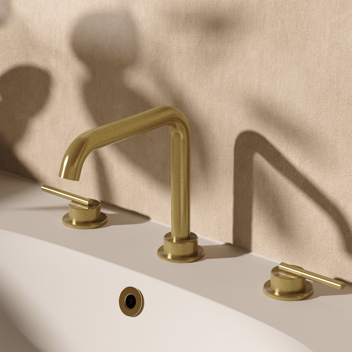 Crosswater 3 Tap Hole Basin Set Stainless Brushed Brass Effect Crosswater 3ONE6 Lever 3 Hole Basin Mixer Tap