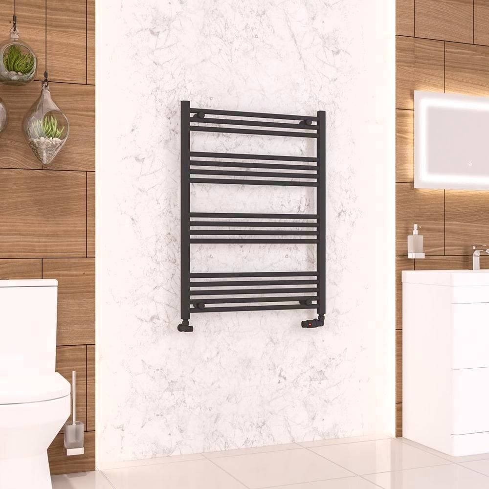 Eastbrook Ladder Rails 1000 x 750 / Electric Only Eastbrook Wendover Straight Vertical Heated Towel Rail in Matt Black