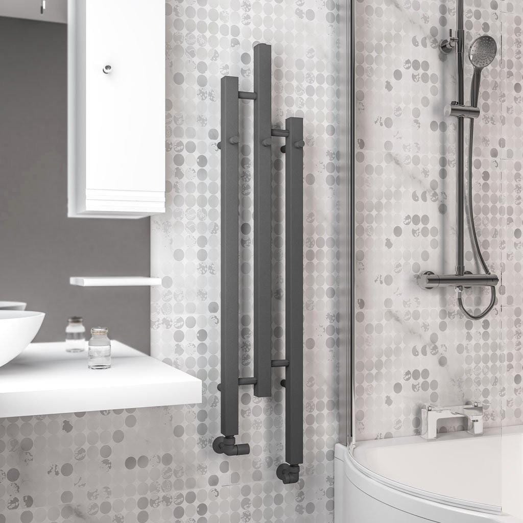 Eastbrook Designer Towel Radiator Central Heating Eastbrook Conwy Vertical Designer Radiator - 1200 x 200mm - Matt Anthracite