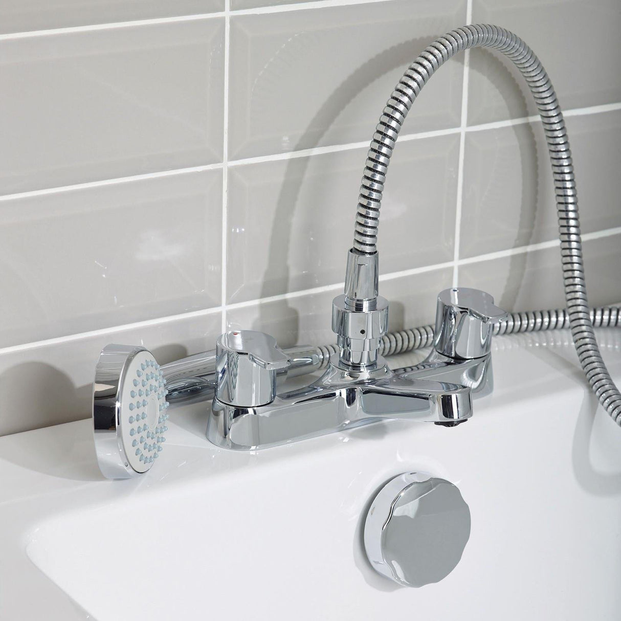 Ideal Standard Bath Shower Mixer Ideal Standard Calista Dual Control 2 Hole Bath Shower Mixer Tap with Shower Set in Chrome