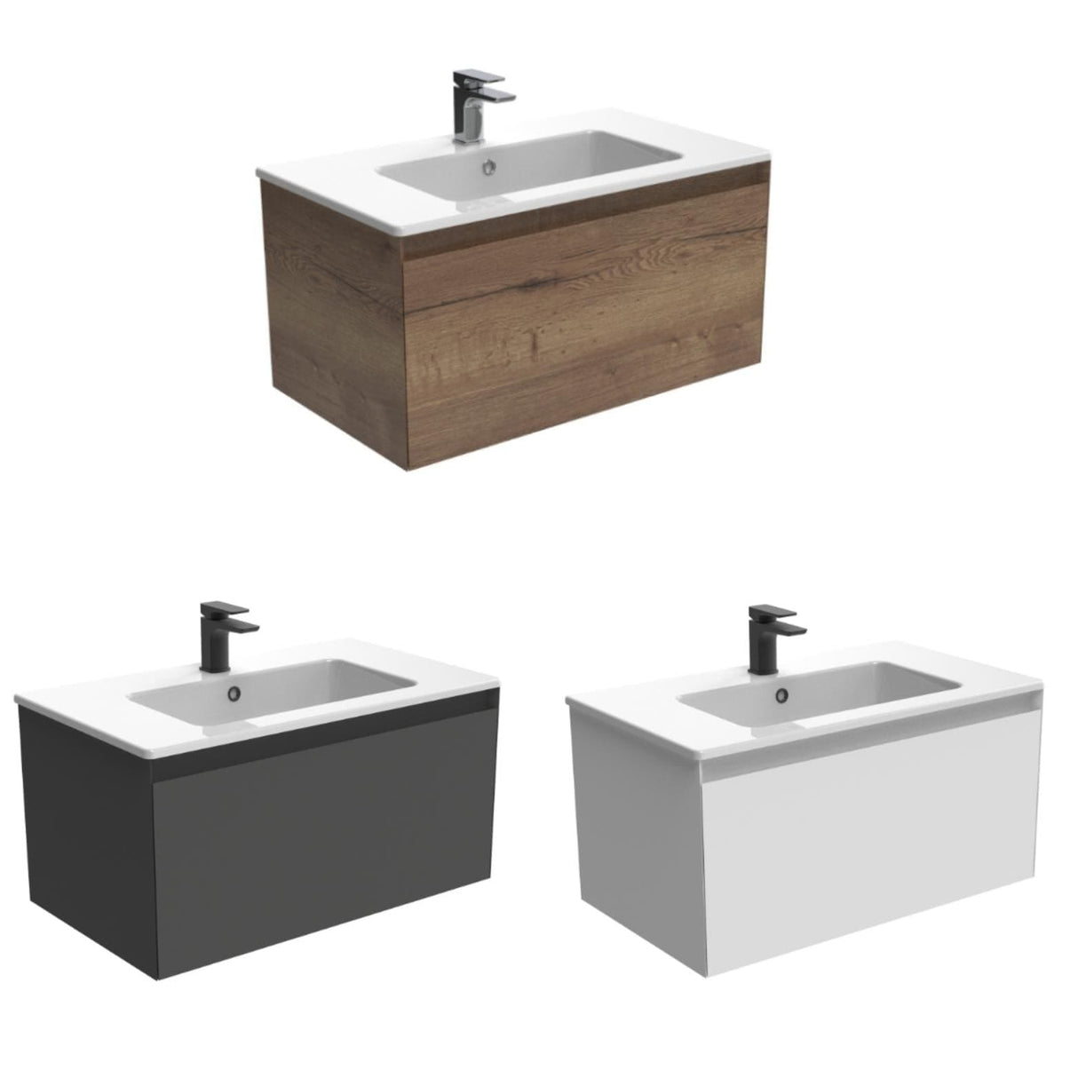 Saneux Wall Mounted Vanity Unit Saneux Uni Vanity Unit With Basin - 800 x 470mm - One Drawer - Wall Mounted
