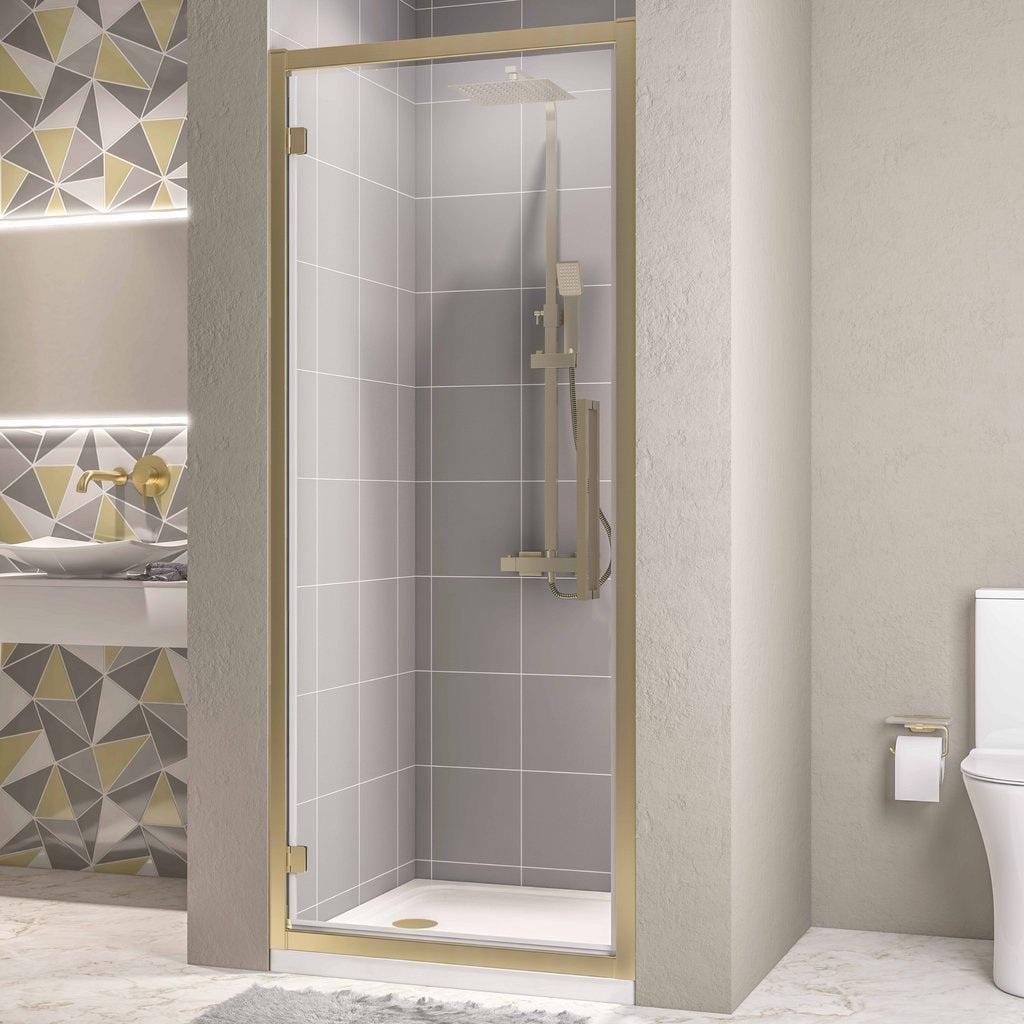 Eastbrook Hinged Shower Door Brushed Brass / 1000mm Eastbrook Corniche 2000 8mm Hinged Shower Door