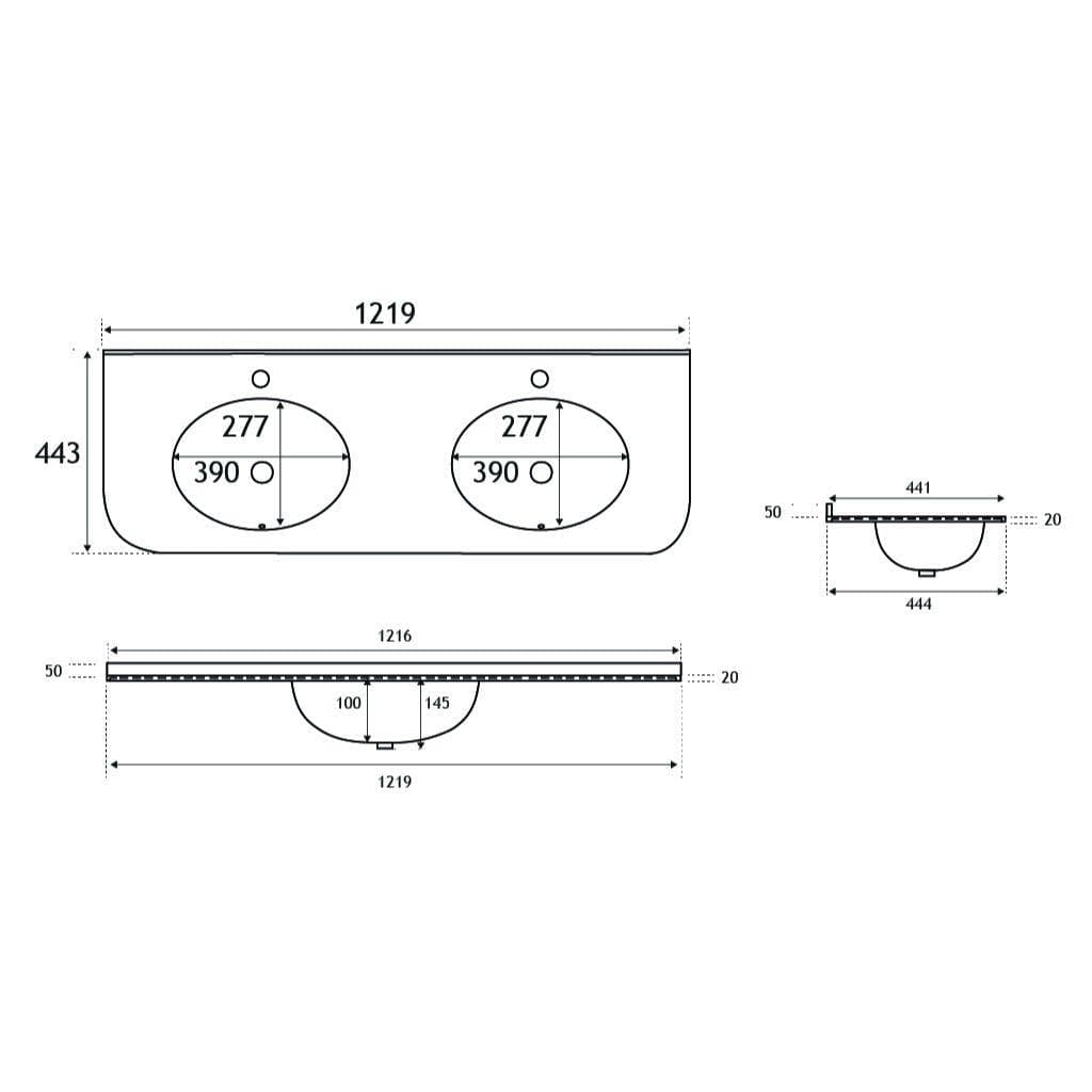 Eastbrook Wall Mounted Vanity Unit Eastbrook Hardwick Traditional 1200mm Wall Hung Vanity Unit with Double Basin