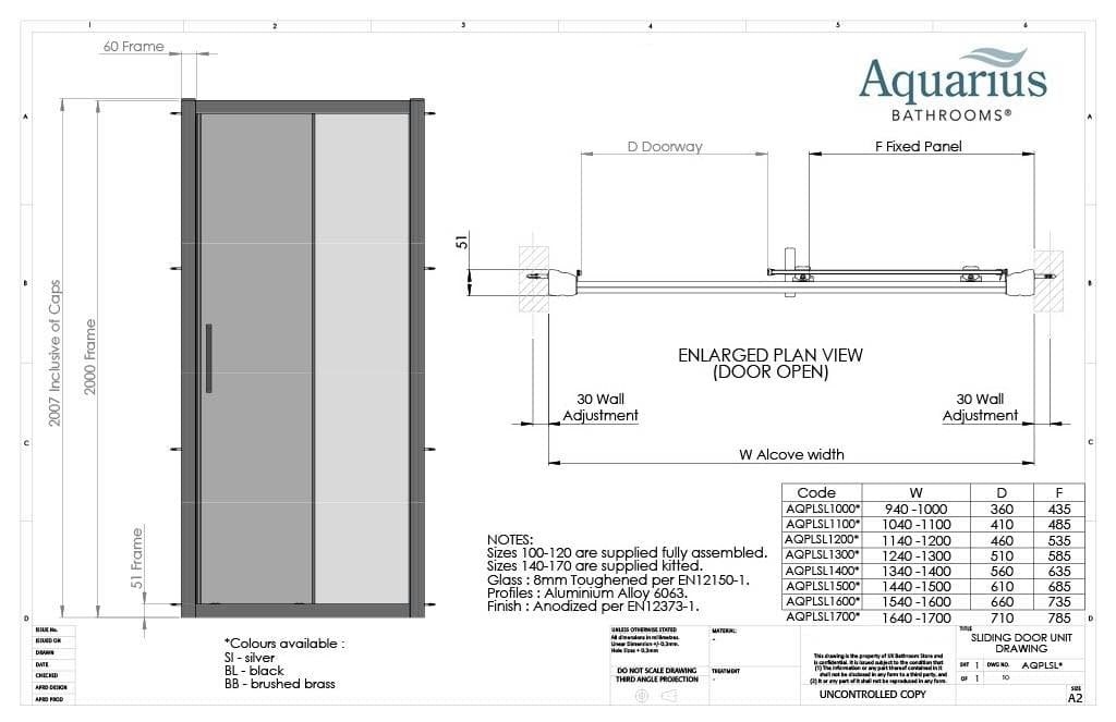 Aquarius Sliding Shower Door Aquarius Pluvia 8mm Sliding Shower Door