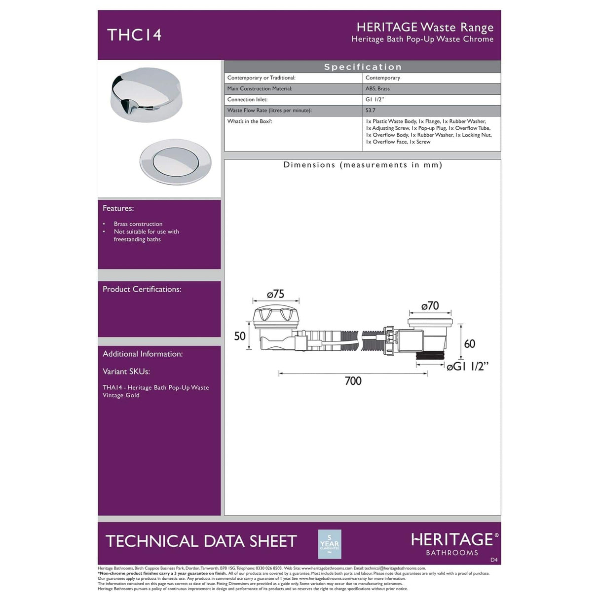 Heritage Bath Waste Heritage Bath Pop up Waste
