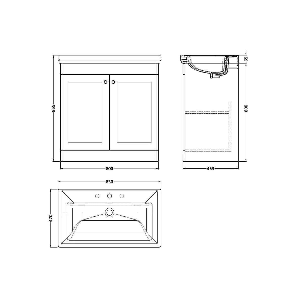 Aquarius Bathrooms Floor Standing Vanity Unit Aquarius Leighton 800mm Floor Standing Two Door Vanity Unit with Basin