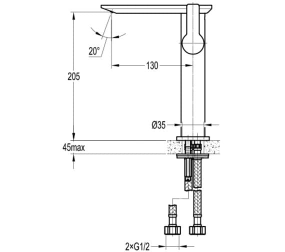 Flova Mono Basin Tap Flova Spring Tall Basin Mixer Tap with Clicker Waste in Diamond Chrome
