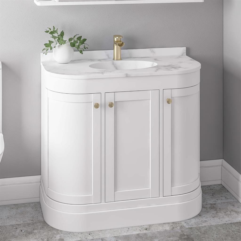 Eastbrook Floor Standing Vanity Unit Matt White / White Quartz Eastbrook Hardwick Traditional 900mm Floor Standing Vanity Unit with Basin