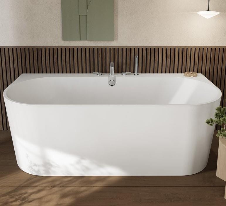 Villeroy & Boch Back To Wall Freestanding Bath Villeroy & Boch Oberon 2.0 Quaryl Back to Wall Double Ended Bath, 1800 x 800mm