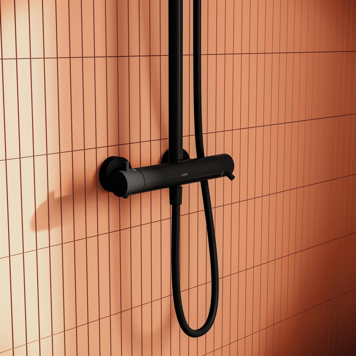 VitrA Exposed Shower Set VitrA Aquaheat Bliss Exposed Thermostatic Shower Valve Set with Adjustable Riser Shower Head and Handset