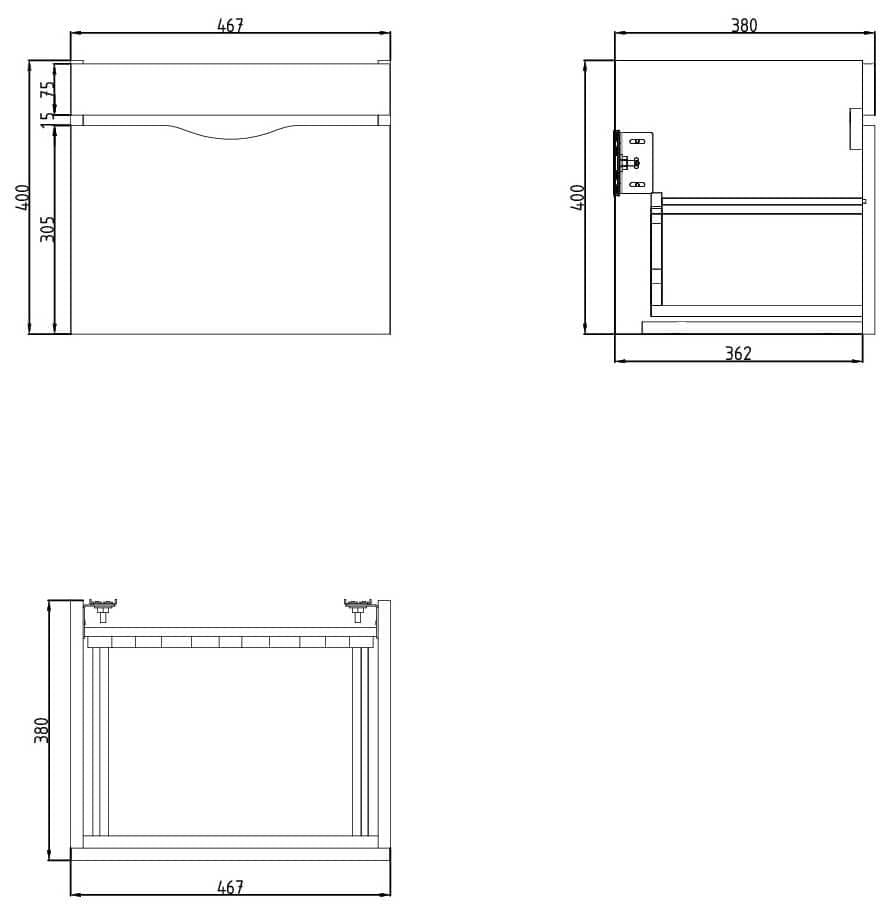 Saneux Wall Mounted Vanity Unit Saneux Indigo Vanity Unit With Basin - 500 x 400mm - One Drawer - Wall Mounted