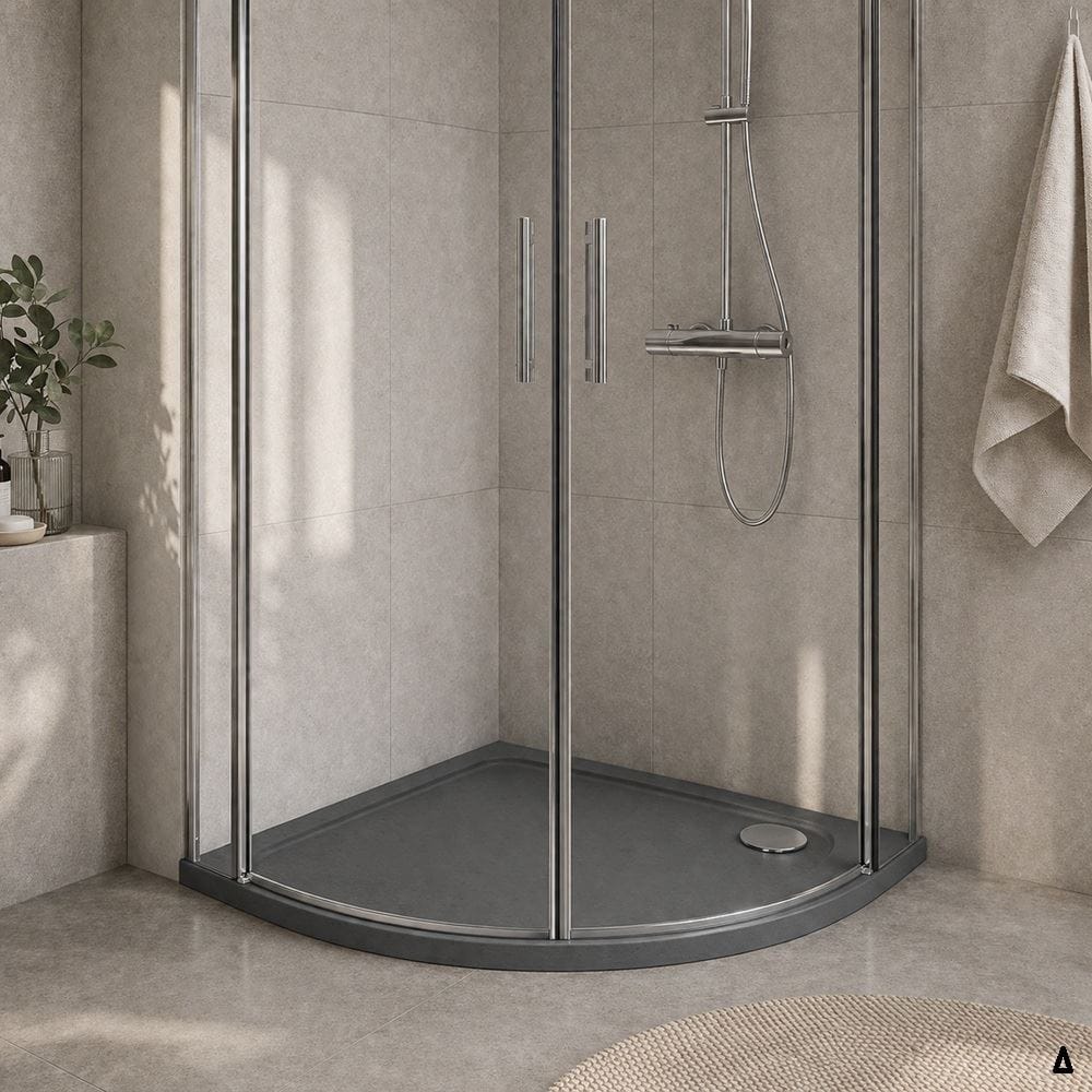 Aquarius Quadrant Shower Tray Aquarius Urbano Quadrant 45mm Stone Resin Shower Tray in Slate Grey
