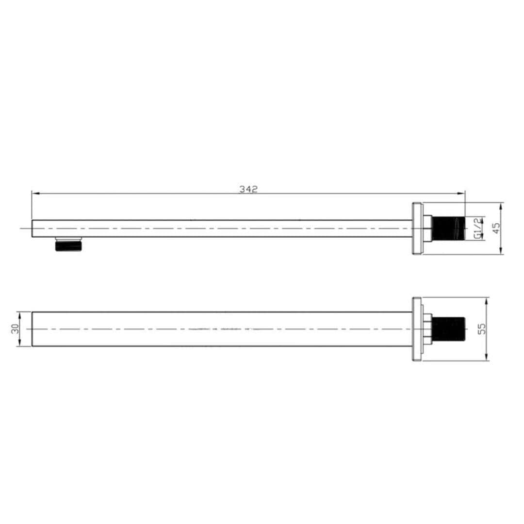 Aquarius Fixed Shower Arm Aquarius RainLux Square Wall Shower Arm