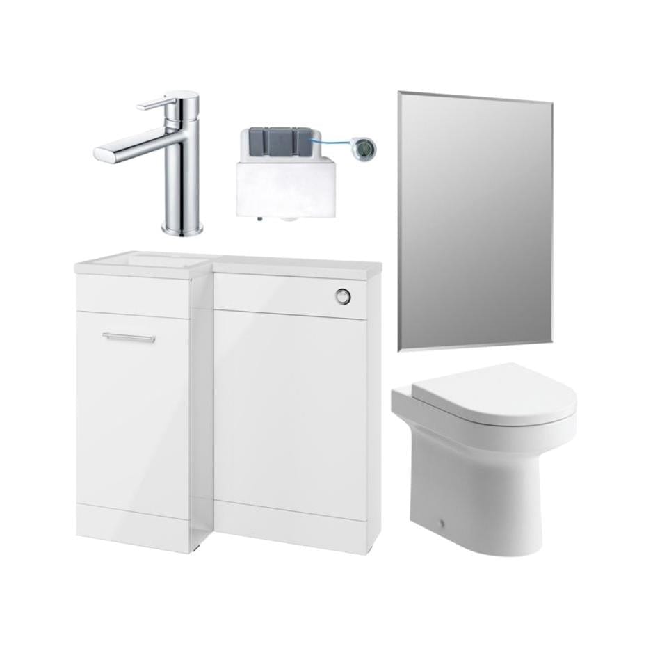 Aquarius Vanity Unit Suite White Gloss / Right Hand Aquarius Urbano Premium 900mm Vanity Unit Suite (with Back to Wall Toilet)