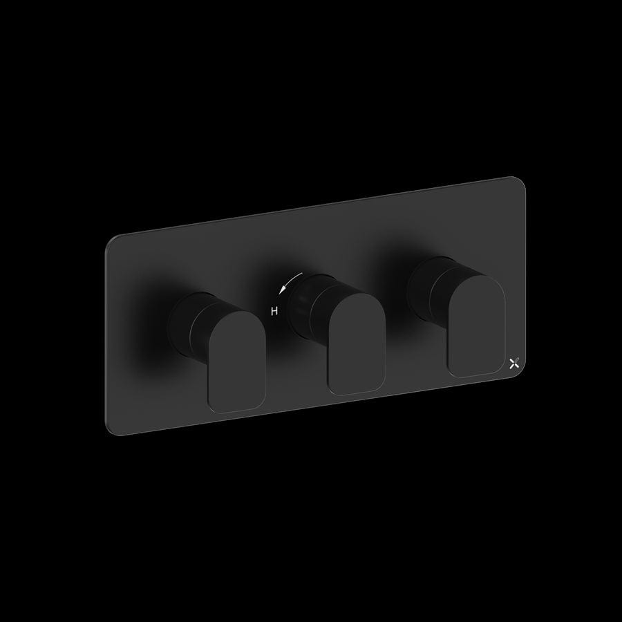Crosswater Concealed Shower Valve Matt Black Crosswater Fuse 2 Outlet, 3 Handle Horizontal Concealed Shower Valve