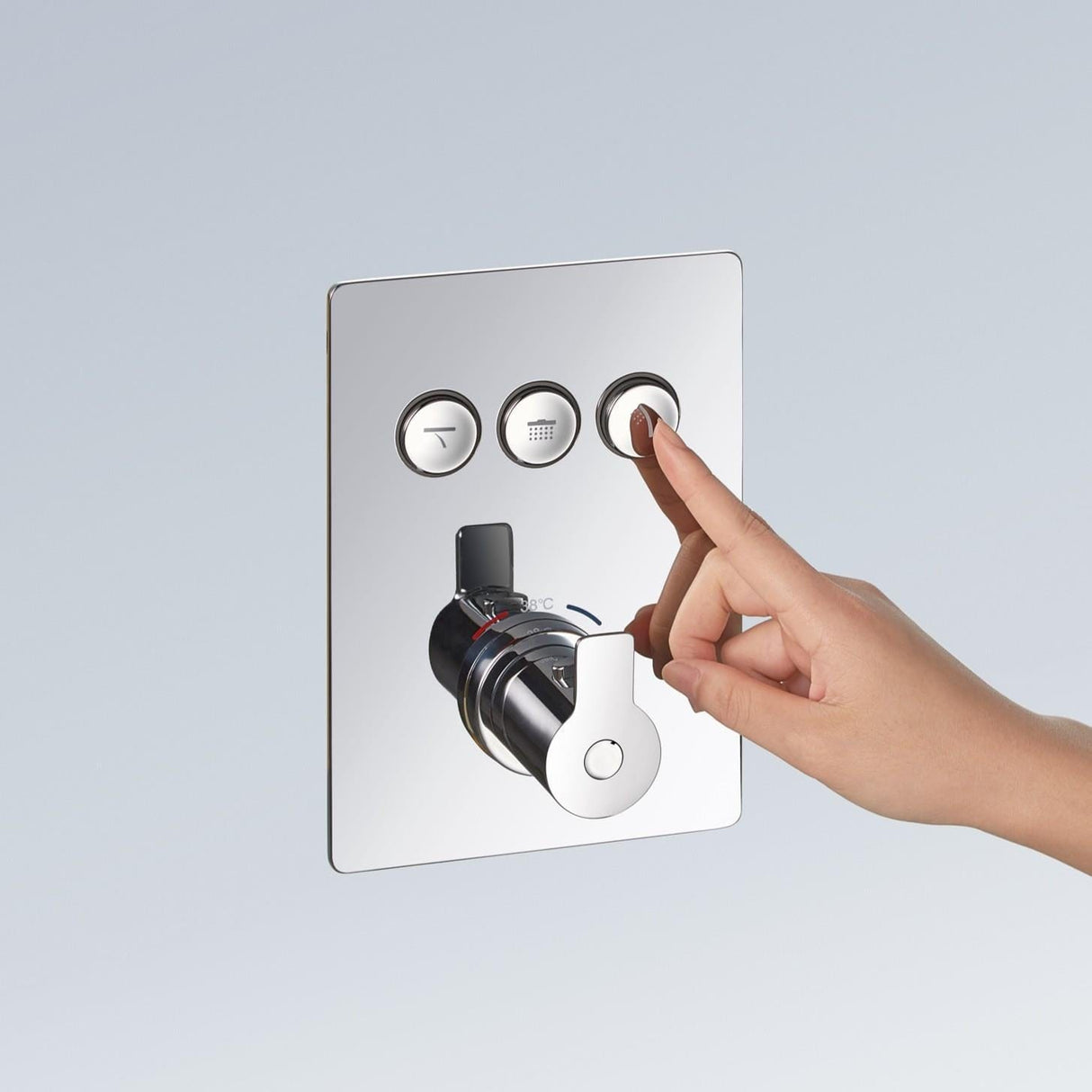 Flova Concealed Shower Valve Flova Spring 3 Outlet GoClick Finishing Set in Diamond Chrome