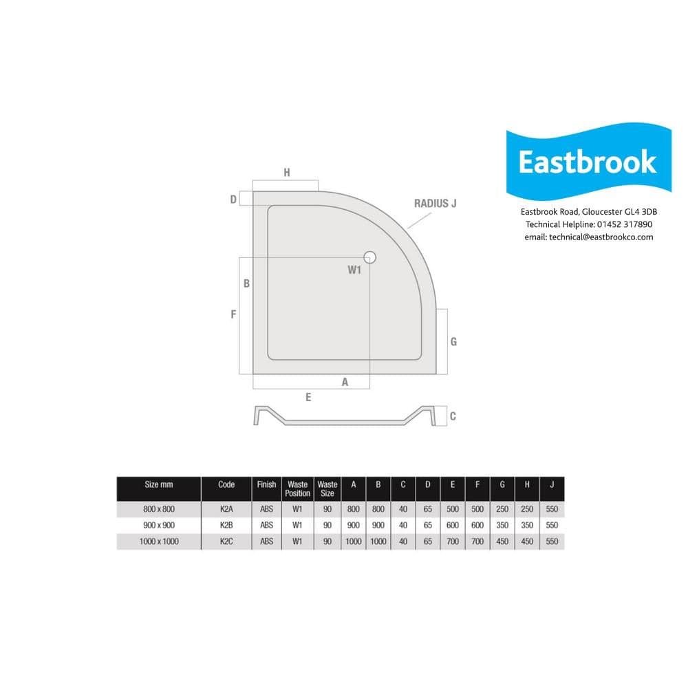 Eastbrook Quadrant Shower Tray Eastbrook Volente Stone Resin 40mm Quadrant Shower Tray