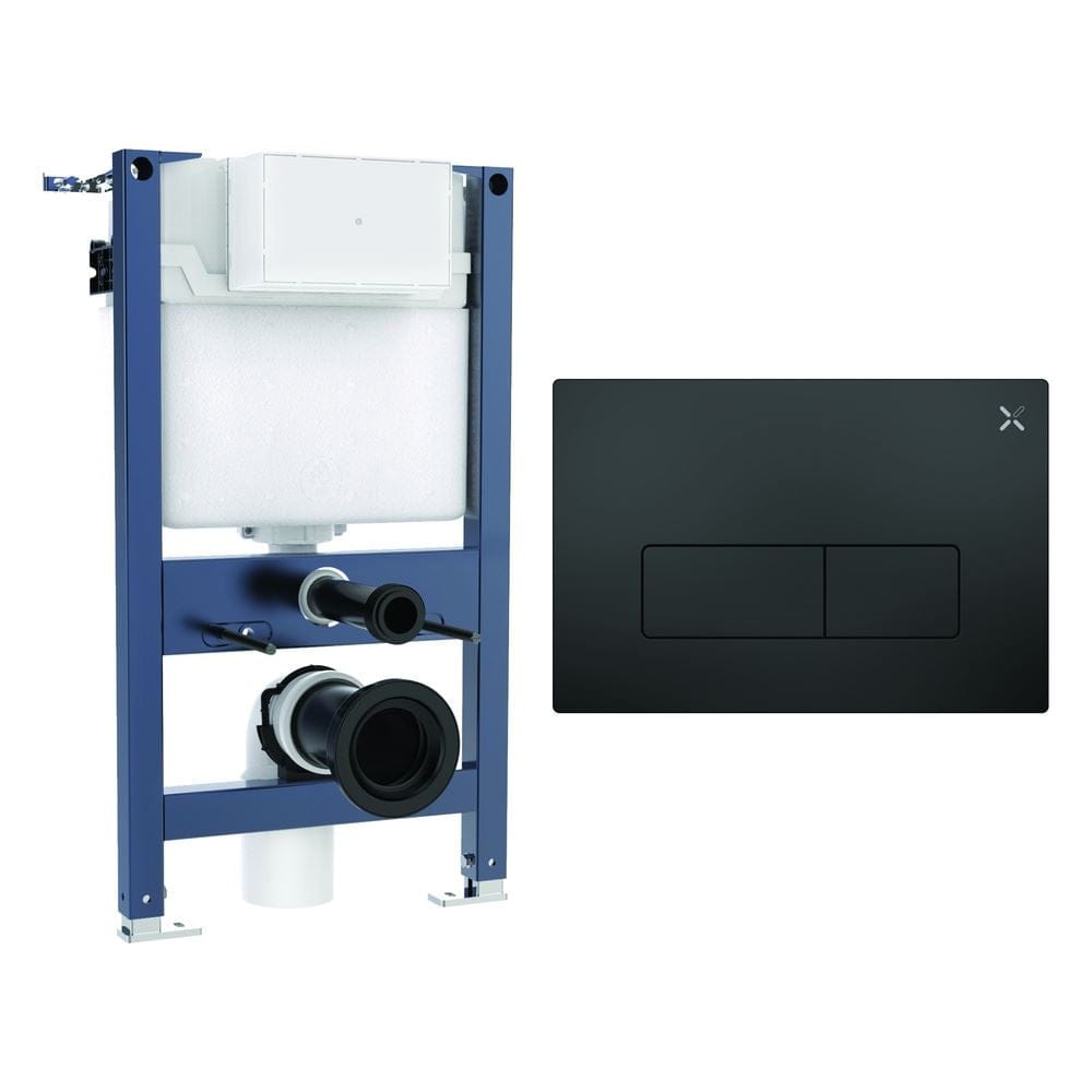 Crosswater Wall Hung WC Frame MPRO Plate in Matt Black Crosswater 0.82m Dual Flush WC Support Frame Set with Flush Plate