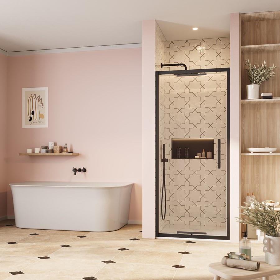 Crosswater Infold Shower Door Matt Black / 2000 x 900 Crosswater Asura 8mm Infold Shower Door