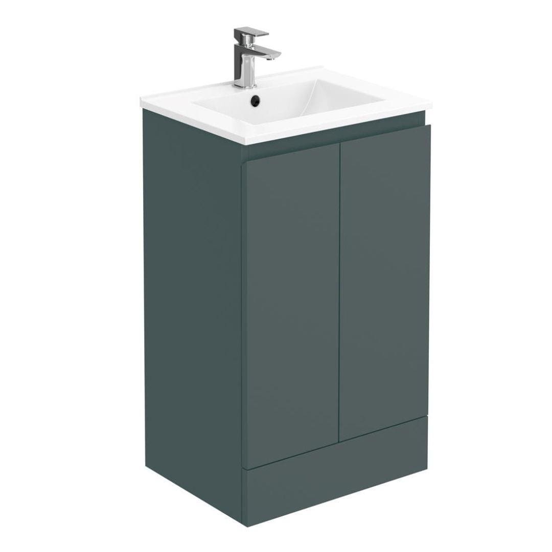 Aquarius Bathrooms Floor Standing Vanity Unit 500mm Aquarius Halite Waterproof Grey Vanity Unit and 1 Tap Hole Basin
