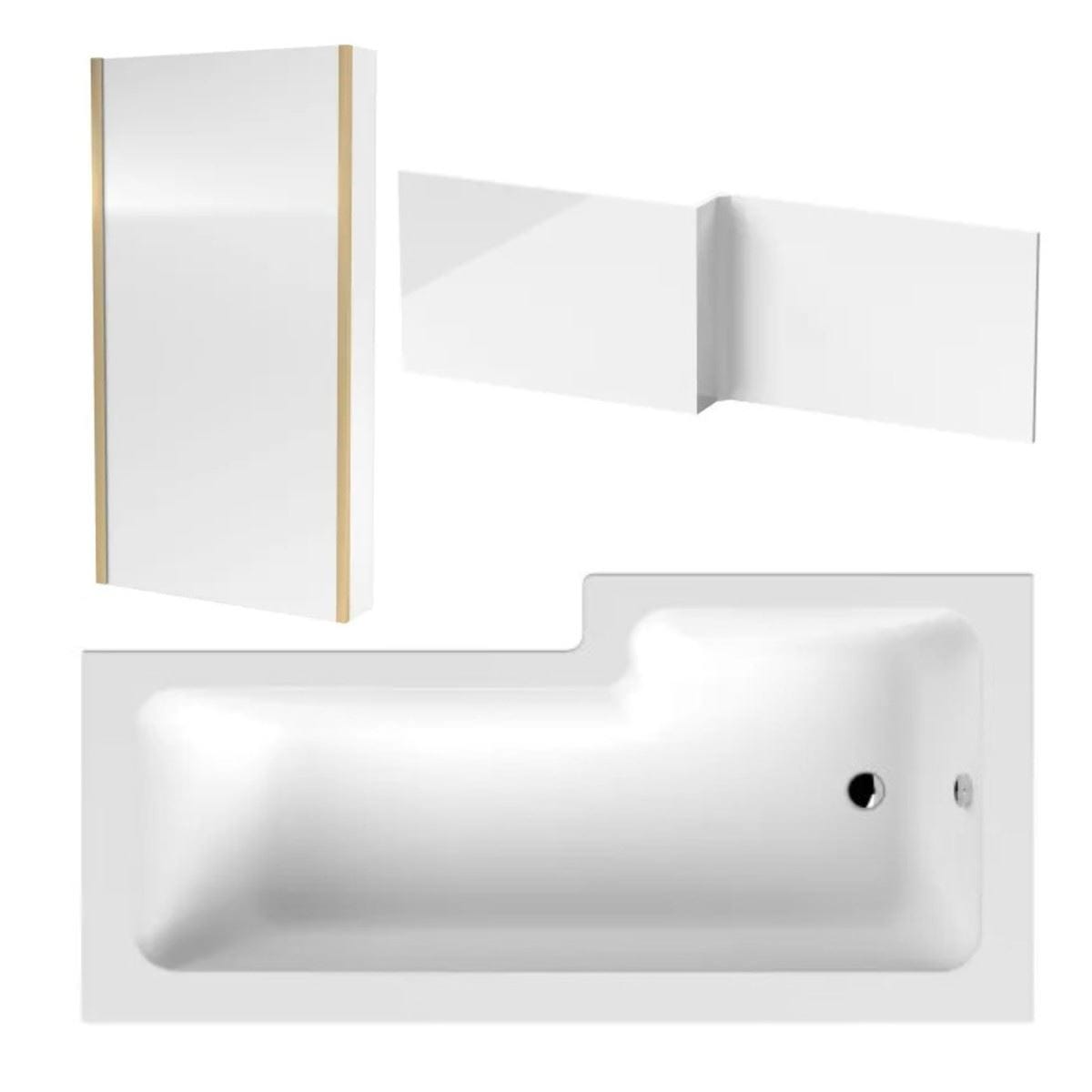 Aquarius Bathrooms L-Shaped Shower Bath Aquarius Urbano L-Shape Square Shower Bath Pack with Screen and Panel