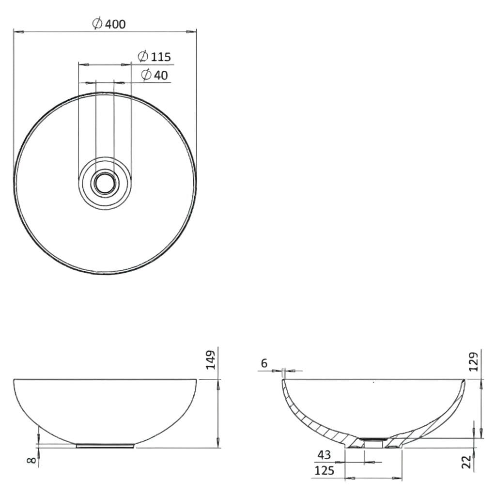 Crosswater Circus Round Countertop Basin - 400mm