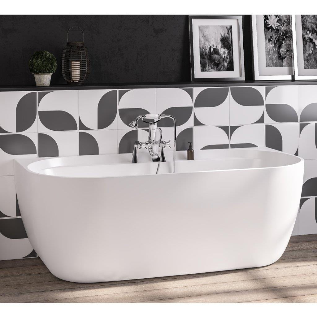 Eastbrook Back To Wall Freestanding Bath Eastbrook Grafton D-Shape Freestanding Bath - 1650 x 800mm in Gloss White