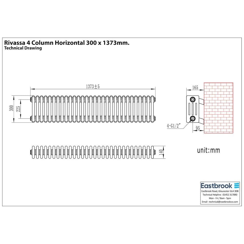 Eastbrook Eastbrook Rivassa Traditional 4 Column Radiator in Gloss White
