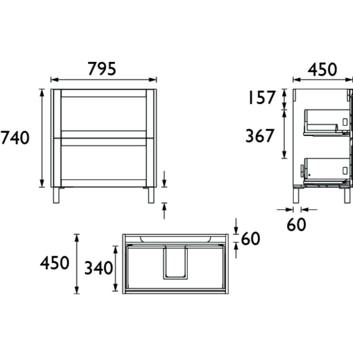 Heritage Floor Standing Vanity Unit Heritage Lynton 800mm Floor Standing 2 Drawer Vanity Unit and Basin Bundle