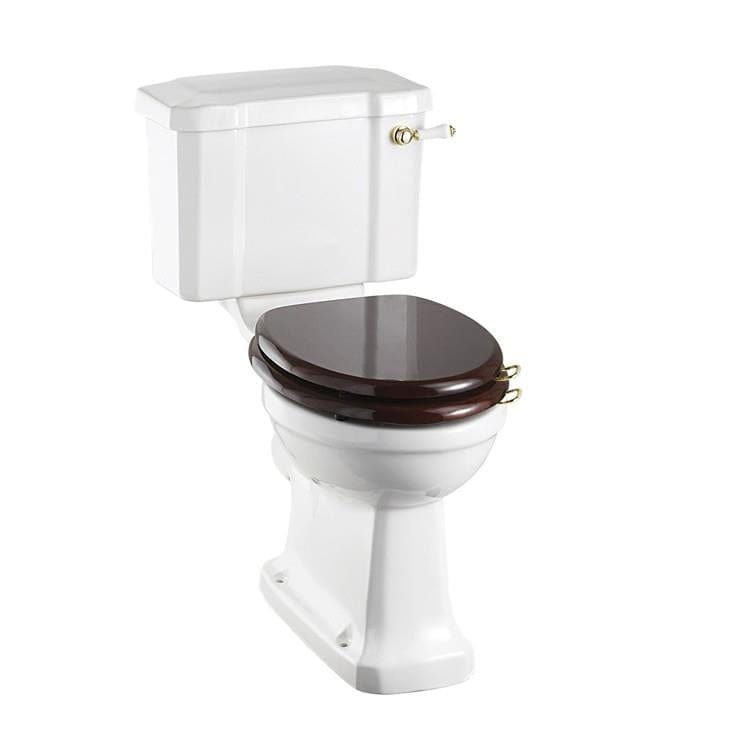 Burlington Close Coupled Toilet 440mm / Lever / Gold Burlington Traditional Rimless Close Coupled Toilet