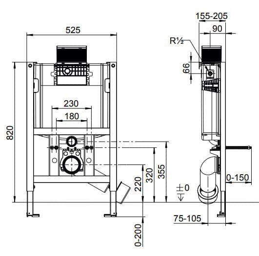 Villeroy & Boch Wall Hung WC Frame Villeroy & Boch VICONNECT Wall Mounted Cistern and Frame - 820mm x 525mm