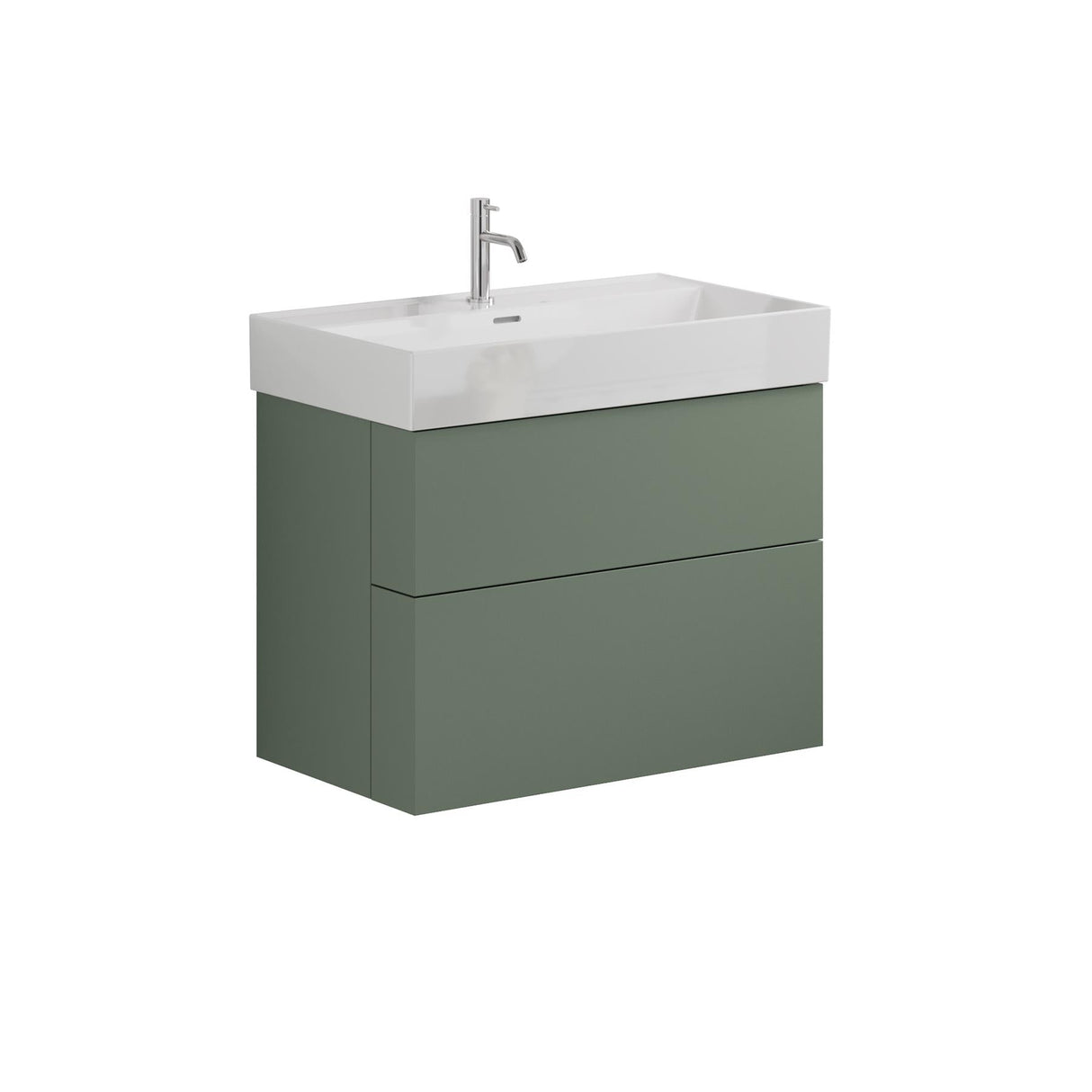 Crosswater Wall Mounted Vanity Unit Sage Green / 1 Hole Crosswater Avenue Vanity Unit with Basin - 800mm - Two Drawer - Wall Mounted