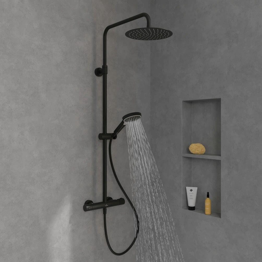 Villeroy & Boch Exposed Shower Set Villeroy & Boch Verve Exposed Shower Valve Set with Adjustable Riser, Fixed Head and Handset