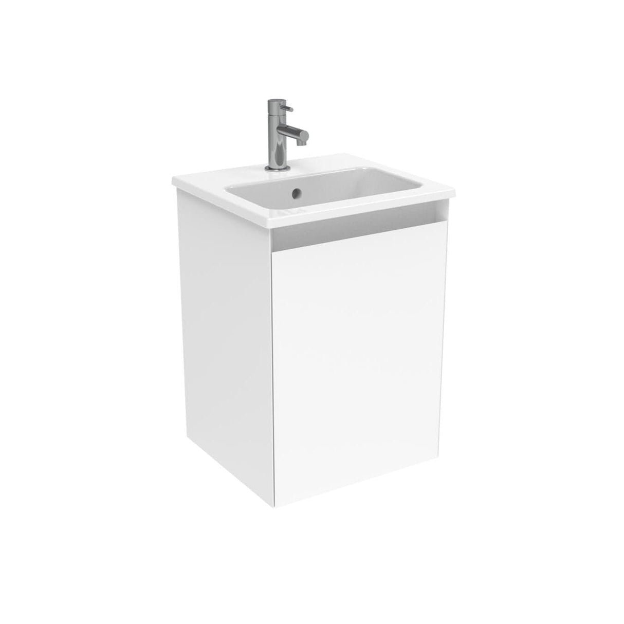 Saneux Wall Mounted Vanity Unit Matte White / 1 Hole Saneux Uni Vanity Unit With Basin - 400 x 360mm - One Door - Wall Mounted